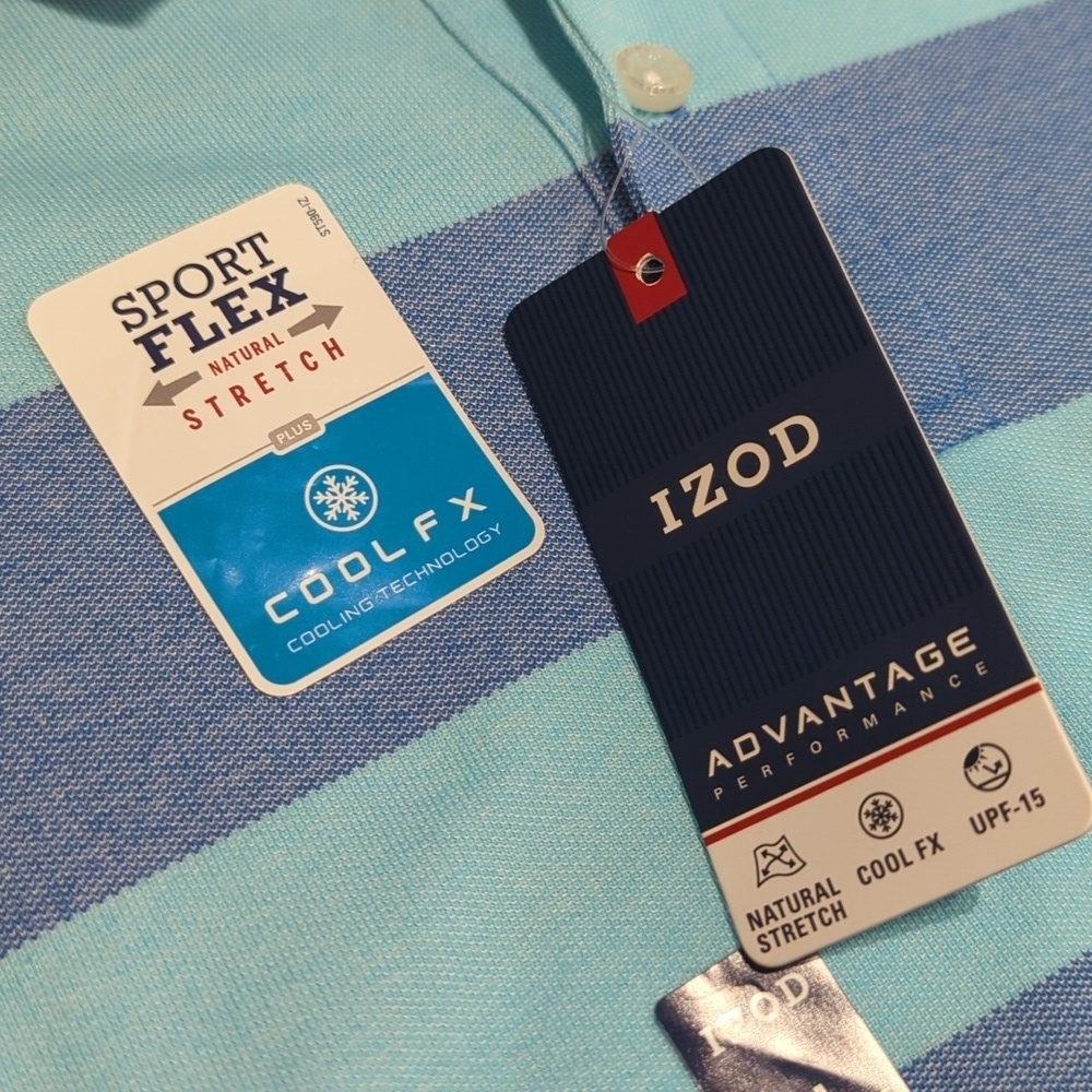 Izod Light Blue and Blue Striped Polo M New With Tags!! - Picture 6 of 12